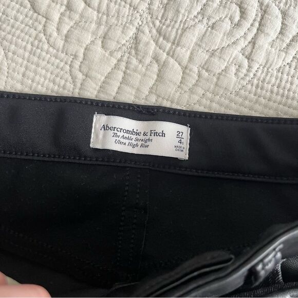 Abercrombie Mixed Fabric Ankle Straight Jean-Black With Leather size 27/4 - Picture 6 of 8